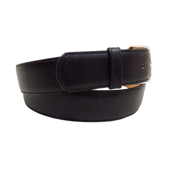 Black Leather Dress Belt with Silver Tone Buckle 0273 13 - Picture 5 of 10